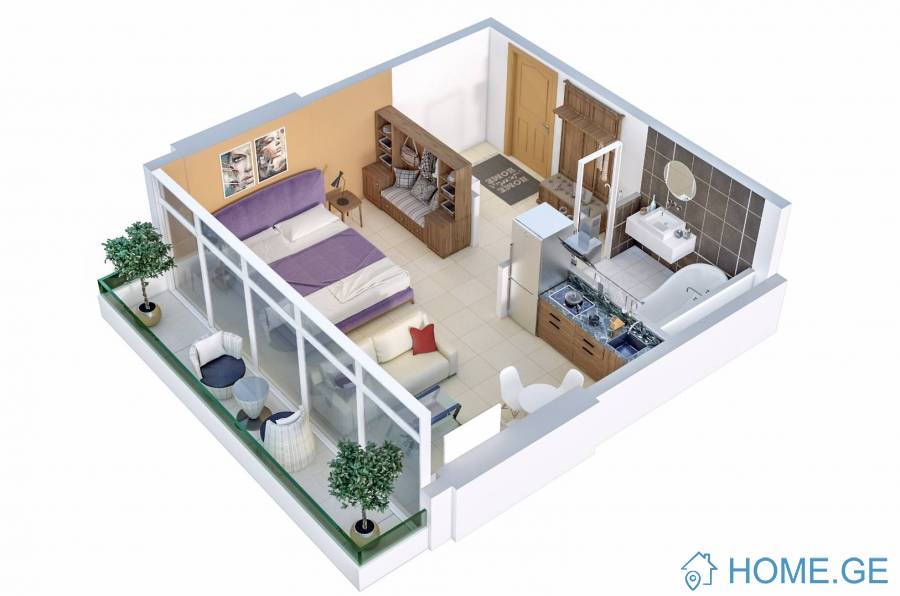 Apartment for sale, 1 Room, Under construction, Batumi