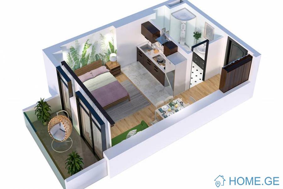 Продается квартира, 1 Kомнатная, В процессе строительства, Батуми