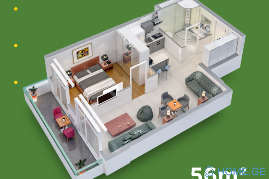 Apartment for sale, 2 Room, Under construction, Batumi