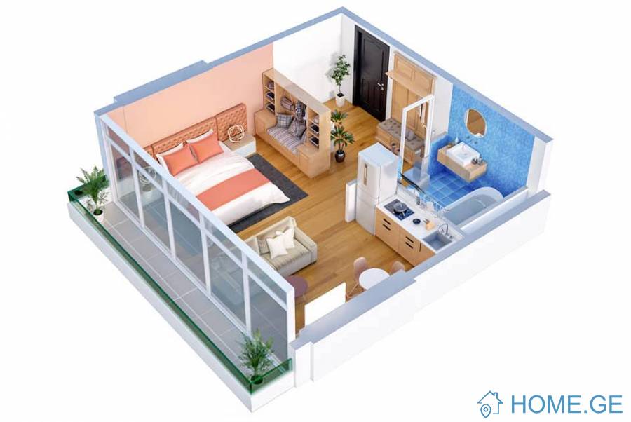 Apartment for sale, 1 Room, Under construction, Batumi