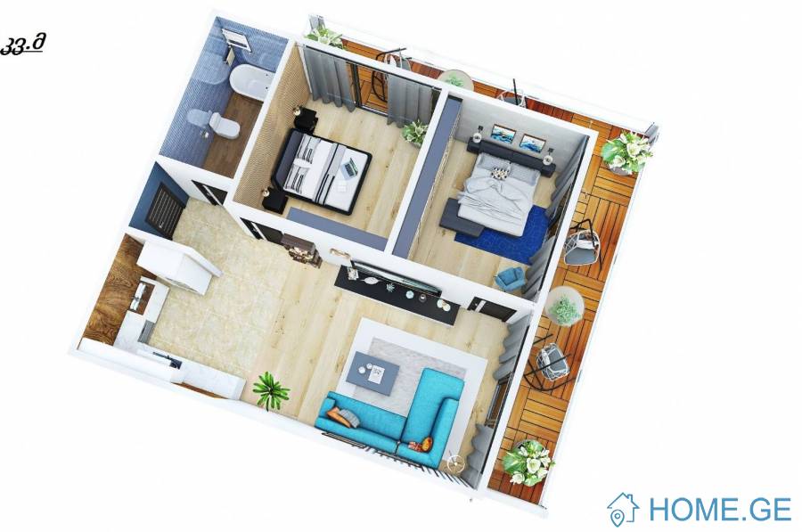 Продается квартира, 3 Kомнатная, В процессе строительства, Батуми, Khopa