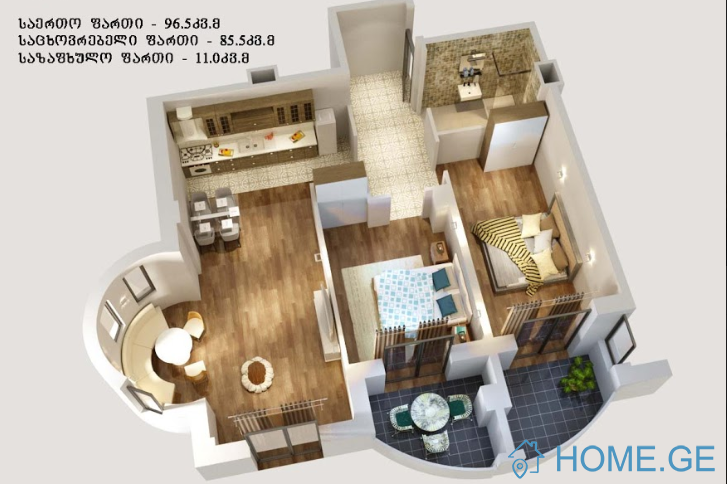 Apartment for sale, 3 Room, New building, Tbilisi, Samgori